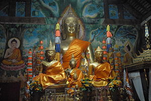 Budda statues at Vat Aham in Luang Prabang
