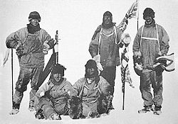 Scott's Expedition at the South Pole, January 18, 1912 L to R: Edward Wilson, Henry Bowers, Edgar Evans, Robert Scott, Lawrence Oates