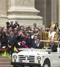 Pope Benedict XVI's first trip in the Popemobile