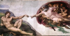 16th century depiction of Genesis (Michelangelo, Sistine Chapel): God  creates Adam. The concept of God as a singular patriarchal "Father [of all creation]" is common in Western culture (Abrahamic) monotheism.