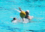 Water Polo Defense: A defender may only hold, block or pull an opponent who is touching or holding the ball.