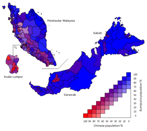 Distribution of Bumiputra and Chinese population