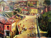 Impressionistic painting of Old Town district of Tbilisi by Elene Akhvlediani