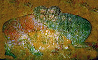 Ancient Georgian iconic art depicting wrestling