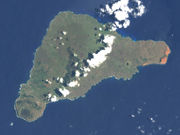 View of Easter Island from space, 2001.  The Poike peninsula is on the right.
