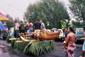 Float parade during the annual Maeva Nui celebrations.