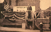 Governor Coolidge, laying the cornerstone at Suffolk Law School in Boston in August of 1920.