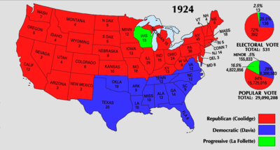 Electoral votes by state, 1924.
