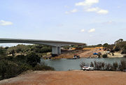 Cross-border bridge from Guyana to Brazil under construction near Lethem.