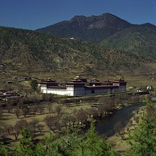 View of Tashichoedzong, Thimphu, seat of the Bhutanese government since 1952