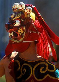 Chaam, sacred masked dances, are annually performed during religious festivals.
