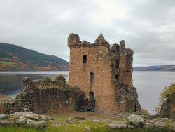 The ruins of the main tower of Urquhart Castle. After the Conquest of Moray in the 1130s, this castle was one of dozens established in the area for the king's Frankish followers.