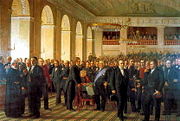 Den Grundlovsgivende Rigsforsamling (The Constitutional Assembly. The Assembly created The Danish constitution), 1860–1864 painting by Constantin Hansen