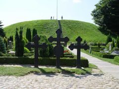 Burial mound from the 900s in Jelling churchyard
