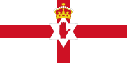 The Ulster Banner, used as the flag of the former Government of Northern Ireland 1953 - 1972, now unofficially used by some sporting organisations to represent the area, some unionist-controlled local authorities and loyalists.