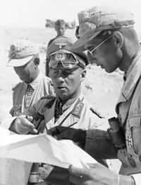 Field Marshal Erwin Rommel, with his aides during the desert campaign. 1942