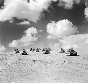 El Alamein 1942: British Matilda tanks move forward at Tobruk.