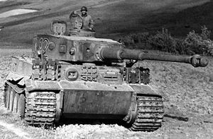 A Tiger I tank, captured by American forces in Tunisia in 1943.