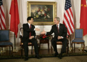 Hu Jintao with George W. Bush.