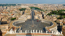 View of St. Peter's Square from the top of Michaelangelo's dome.