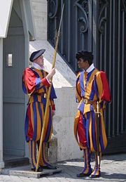 Swiss Guard in their traditional uniform