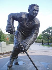 The monument to famous hockey player Maurice "Rocket" Richard in Gatineau, Quebec.