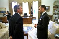 King Mohammed VI with  George W. Bush at the Oval Office in April 2002.