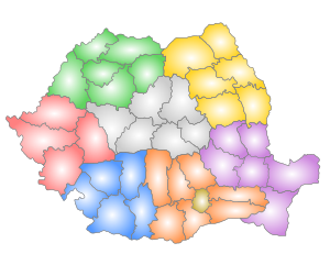 Map of the 8 development regions. The 41 local administrative units are also highlighted.