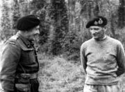 Montgomery talking to General Maczek, commanding officer of Polish 1st Armoured Division, 1945.