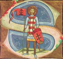 A miniature of the king Stephan I from the Chronicon Hungariae Pictum