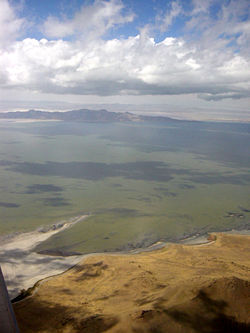 Great Salt Lake from airspace over Salt Lake City