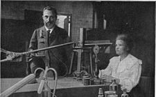 Pierre and Marie Curie in their Paris lab before 1907 (he died in 1906).