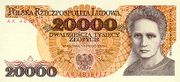  Polish 20,000-złoty banknote with likeness of Maria Skłodowska-Curie.