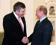 Gordon Brown meeting Russian President Vladimir Putin in 2006