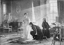 Queen Victoria Receiving the News of Her Accession to the Throne, June 20, 1837 from the picture by H. T. Wells, R.A., at Buckingham Palace.