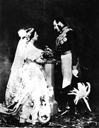Queen Victoria and Prince Albert in a photograph taken in 1854 before an evening Court.