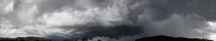 A panorama showing a rain cloud on the right