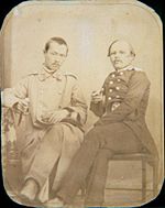 Shokan Valikhanov (left) and Fyodor Dostoyevsky (right) in 1858.