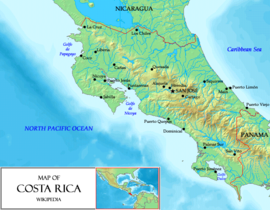 General map of Costa Rica.