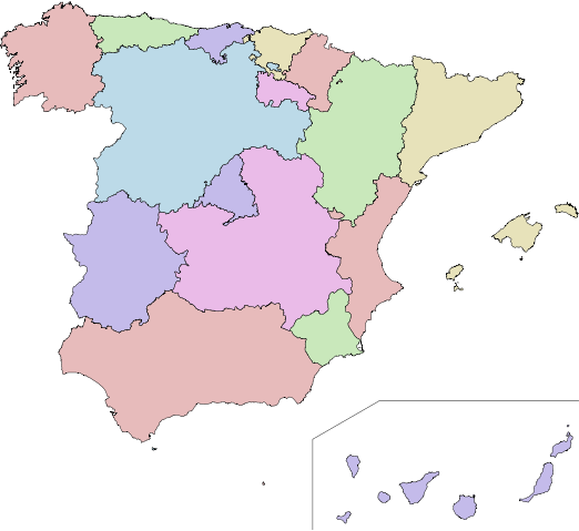 Image:Autonomous communities of Spain no names.svg