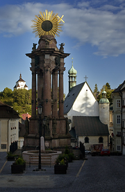 Trojičné námestie in Banská Štiavnica, World Heritage Site.