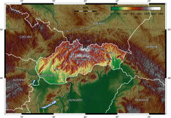 A topographical map of Slovakia.