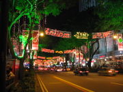 Orchard Road is decorated for Christmas, 2005.