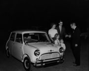 A Morris Mini-Minor being delivered to a family in Arlington Texas in 1959.