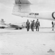 No. 77 Squadron RAAF pilots and Meteor aircraft in Korea