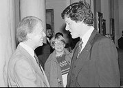 Clinton, as the newly elected Governor of Arkansas meeting with President Jimmy Carter in 1978.