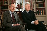 Clinton with former President George H. W. Bush in January 2005.