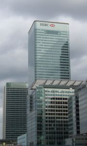 The HSBC bank headquarters 8 Canada Square in Canary Wharf. HSBC is the largest corporation in the world according to the Forbes Global 2000 rankings.