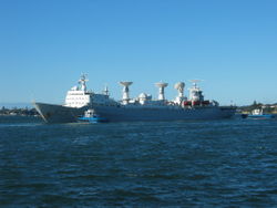 Yuanwang 2 in Waitemata Harbour, Auckland, New Zealand on 27 October 2005. The ship was resupplying after being at sea to support the flight