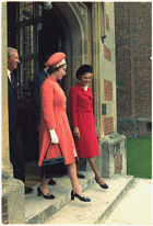 The Queen (left) walks with then American First Lady Pat Nixon upon the Nixons' visit to the United Kingdom, 1972